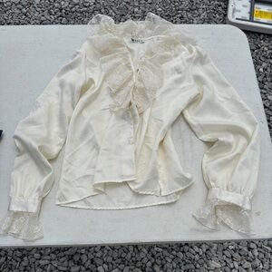 Elegant Cream Ruffled Women's Top